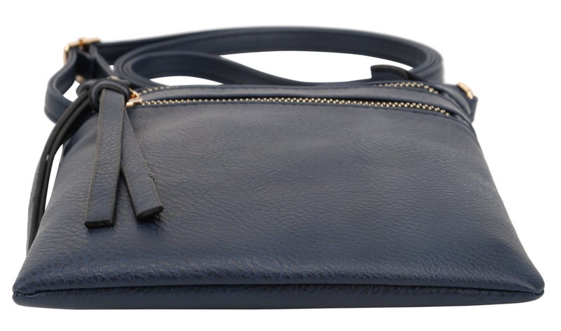 DELUXITY | Crossbody Purse Bag | Functional Multi Pocket Double Zipper Purse | Adjustable Strap | Medium Size Purse | Navy - Image 3